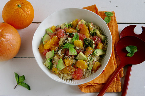 Taboulé de boulgour aux agrumes, avocats et à la menthe