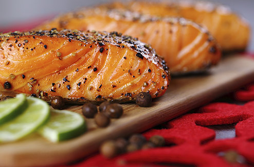 Darnes de saumon mariné à la plancha